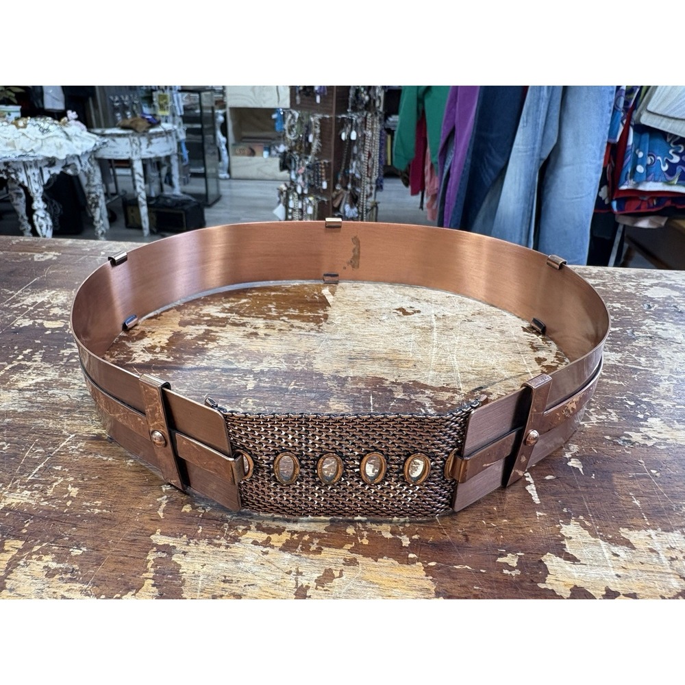 Vintage Renoir Copper Metal belt Deco Boho Artsy Steampunk Avant Garde